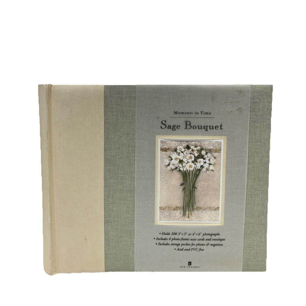 2002 New Seasons Moments in Time Sage Bouquet Deluxe Photo Album Vintage NEW